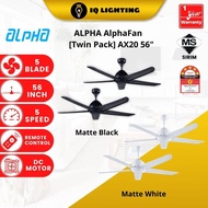 ALPHA AlphaFan - [Twin Pack] AX20 5B 42_ - 56_ Inch Ceiling Fan with 5 Blades (5 Speed Remote)