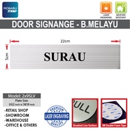 [SURAU] DOOR SIGN / Signage Silver Brushed Lined Plate - Size 5cm x 22cm [Office Retail/Shop Factory