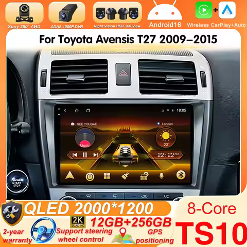 Android 16 8 core Carplay For Toyota Avensis T27 2009-2015 Car Multimedia Player 5G Wifi High-perfor