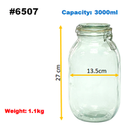 Airtight Glass Clip Jars 1500ml / 3000ml / 4000ml | Jar Kaca dengan Penutup Kedap Udara | Glass Jar