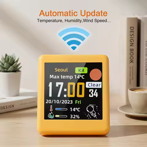 WiFi Weather Station Clock Smart Digital Desktop Clock with Weather Forecast Temperature Humidity Mi
