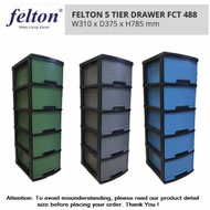 felton 5 Tier Plastic Drawer / Multipurpose Storage Cabinet/ Kabinet Laci 5 Tingkat/ Rak Baju Clothing Rack Almari Baju