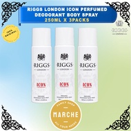 3X RIGGS London Icon Perfumed Deodorant Body Spray 250ml #Marche Family Shop#