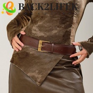 BACK2LIFEK Metal Buckle Wide Belt, Pin Buckle Y2K Wide Waist Belt, Fashion American Style Solid Colo