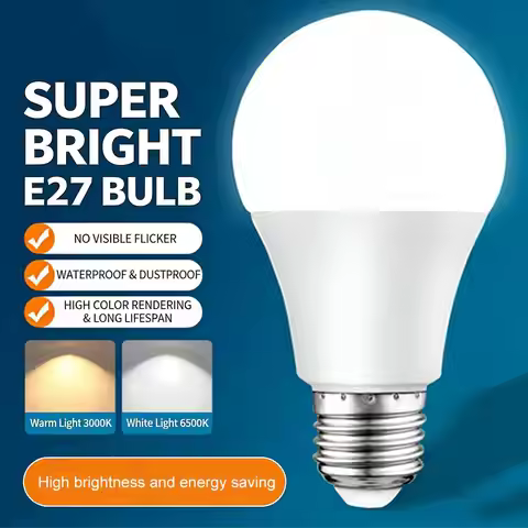 E27 Screw Base LED Light Bulb, 6500K+ Daylight White, 3W/7W/12W/25W, Energy Saving Bulb for Bedroom 
