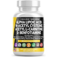 Alpha Lipoic Acid 600mg N-600mg Acetyl L-Carnitine 500mg Benfotiamine 300mg - Nerve port plement for
