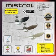 Mistral D'Fan Space 46" 3 Blades Ceiling Fan With 3-Tone LED Light And Remote Control | Installation Av