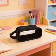 好而得 黑色邊透明筆袋 學生 收納 防水 拉鍊袋 多功能袋 收納 化妝袋