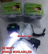 Senter Kepala 80 Watt Valescom VL-80S Charge Cahaya kuning/Putih Super Terang Gratis Bohlam LED