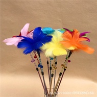 Handmade Cat Teaser Wand Cat Teaser Wand Cat Bell Feather Cat Teaser Wand Pet Cat Toys Chicken Feath