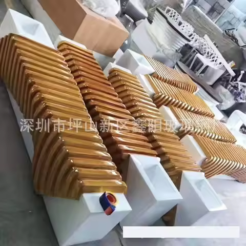 Customized fiberglass flower pot seat stool outdoor shopping mall atrium rest waiting for long ribs 