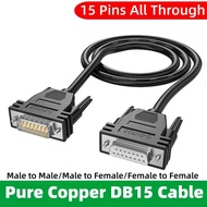 10M DB15 Male to Male Cable Cord Black M/M Cable 24AWG Copper D-SUB15PIN Connector 20feet /6M Comput