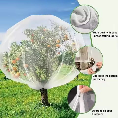 Large Fruits Tree Garden Netting Cover with Drawstring Zipper for Garden InsectNetting Transparent B