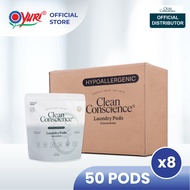 (Carton Deal) Clean Conscience 6-in-1 Laundry Pod Hypoallergenic( 50 Pods x8) - Plastic Waste Free