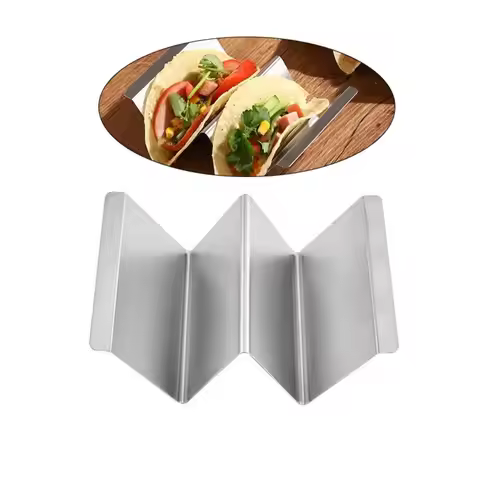 2/3 Grids Available on Both Sides Pancake Rack Stainless Steel Taco Holder Hollowed Out Handle Desig