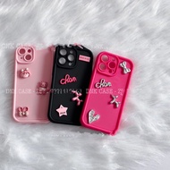 Flexible silicone phone case with bubble dog charm