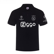 เสื้อยืดคอโปโลผ้าฝ้ายแท้สำหรับเล่นฟุตบอล Ajax Amsterdam สำหรับผู้ชายและผู้หญิง แขนสั้น ทรงหลวม ฤดูร้