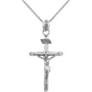 925 Sterling Silver Crucifix Pendant Necklace with Rolo Chain
