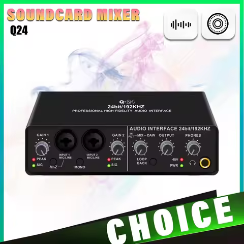 Q-24 Professional Sound Card Audio Mixer Channel Monitoring Electric Guitar Live Recording