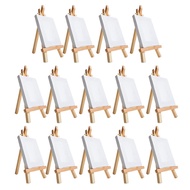 (OFNH) 14Pcs Mini Canvas and Easel Brush Set Canvas Inch Pre-Stretched Canvas Mini Painting Kit Kids