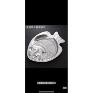 304 thick fish-shaped stainless steel dimsum plate fish plate/ dimsum plate with sauce divider 304 s
