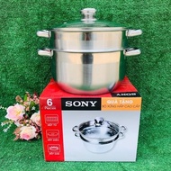 [Genuine] 430 Stainless Steel Steamer Set With High-Quality Glass Lid size 26cm Used For Electric Stove