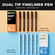 ENMY Dual Tip Fineliner Pens Black Ink for Acrylic Marker Artwork