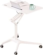 Lectern Podium Stand Laptop Desk Portable Podium Adjustable Height Lectern Mobile Laptop Stand with 4 Casters Stand/White/Height 74.5/107cm