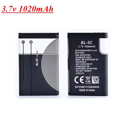 3.7V 1020mAh 1200mah Battery BL-5C BL 5C For Nokia 6267 6270 6330 6555 6600 6620 6630 1100 1101 1110