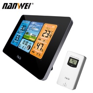 FanJu FJ3373 Multifunction Digital Weather Station LCD Alarm Clock Indoor Outdoor Weather Forecast Barometer Thermometer Hygrometer with Outdoor Sensor USB Power Cord