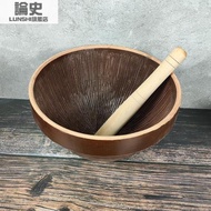 老式土陶擂缽家用特大擂茶缽餐館擂辣椒擂缽擂皮蛋米糊研磨蒜臼子