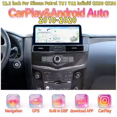 12.3″ Multimedia Android 13 For Nissan Patrol Y61 Y62 Infiniti QX80 QX56 2010-2020 Wireless CarPlay 