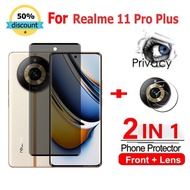 2 in 1 Realme 11 Pro+ Privacy Screen Protector Anti-Spy Full Coverage Tempered Glass For Realme C55 
