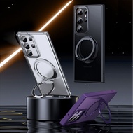 Magsafe Case Casing For Samsung S25 S24 S23 Ultra / Plus 5G FROSTED Kick Stand Premium Cover Luxury 