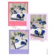 gubahan frame mas kahwin sahaja (cream dark blue royal blue)