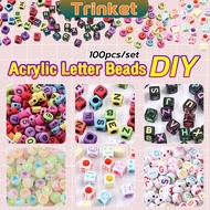Trinket 100pcs 4x7mm Acrylic Letter Beads Bead Flat Loose Spacer Alphabet Round Beads for Bracelet