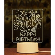 Happy birthday themed 3D led light 25cm high