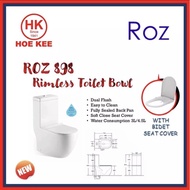 ROZ 898 White Rimless 1-PC Toilet Bowl + ROZ RZP 8629 Bidet Seat Cover
