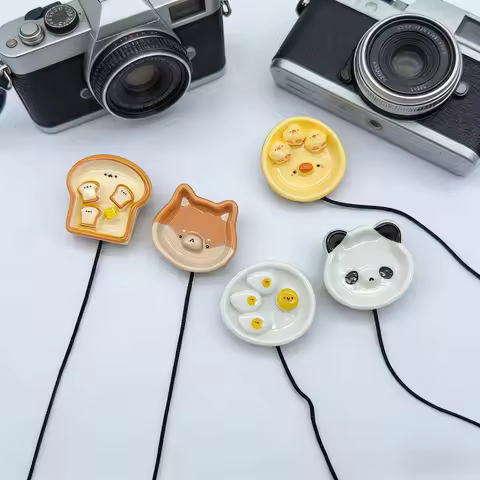 Cute Cartoon Camera Lens Cap Anti-lost Rope Keeper Strap For Canon R50 Sony ZV-E10 Fuji XT50 XT5 XT4