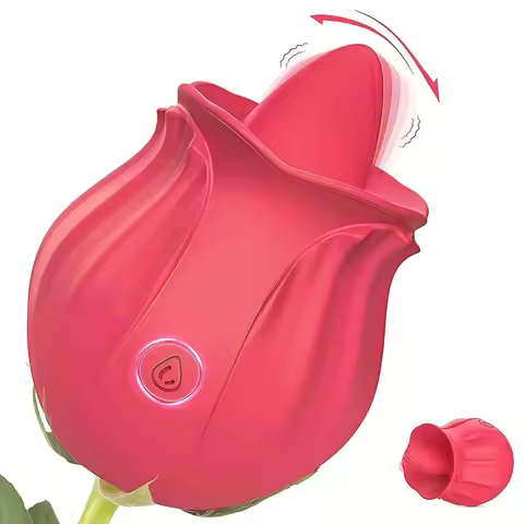 Rose Silicone Vibrator Flexible Tongue Fluttering Tip Waterproof Silent Rechargeable Personal Relax 
