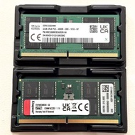 出售 運作正常 64GB SK Hynix Korea 和 Kingston critica DDR5 4800 mhz (2x 32GB). 100% work. ram SO-DIMM lapto