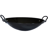 Kuali Hitam Iron Wok Extra thick Stir Frying Wok Enamel Black Wok Double Handle Cookware Kuali Besi 