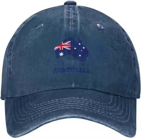 Australia Map Flag Vintage Twill Denim Baseball Cap Sun Protection Casual Unisex Adult