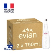 Evian Natural Mineral Water Glass Bottle 12 x 750ml - Case (Laz Mama Shop)
