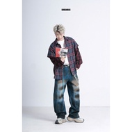 (URBAN HEAT) OVERSIZE STREETSTYLE LONG-Sleeve LAYER FLANNELS SHIRT