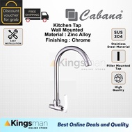 [Kingsman] Cabana Wall Mounted Kitchen Single Tap 304 Stainless Steel Faucet Sink Water Tap Dapur Fa
