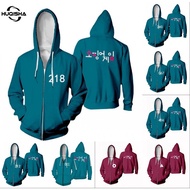 Squid Game 3D Hoodie Cosplay Costume 456 218 Six Men Zipper Jacket Women Sweatshirts Autumn Casual H