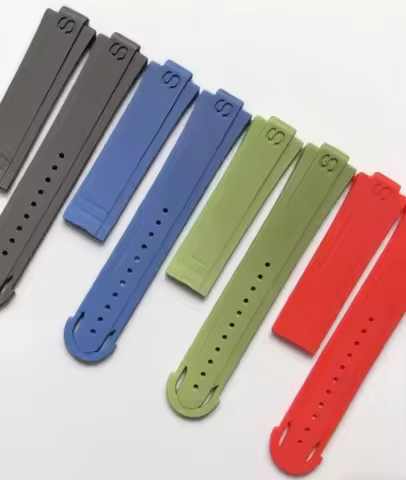 New 24x12mm Black Blue Red Soft Rubber Watch Band Fit for ORIS AQU 7730 Divers– Waterproof Convex St