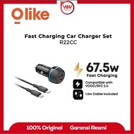 Olike Car Charger Adapter R22CC 67W Dual Port Fast Charging Set Includes C to C Cable