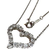 蒂芙尼 (TIFFANY & Co.) 心形小鑽項鍊，Pt950 鉑金材質，4.9 克，42.5 厘米，女士款 [二手]